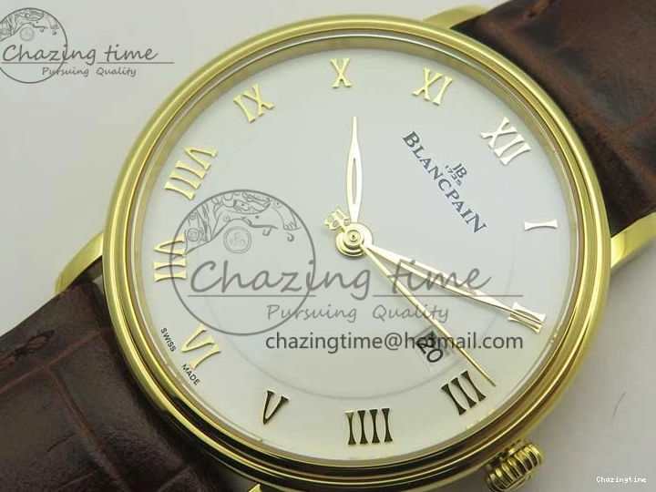 0318 WellDesigned Villeret 6651 YG ZF 1:1 Best Edition White Dial on Brown Leather Strap A 8000